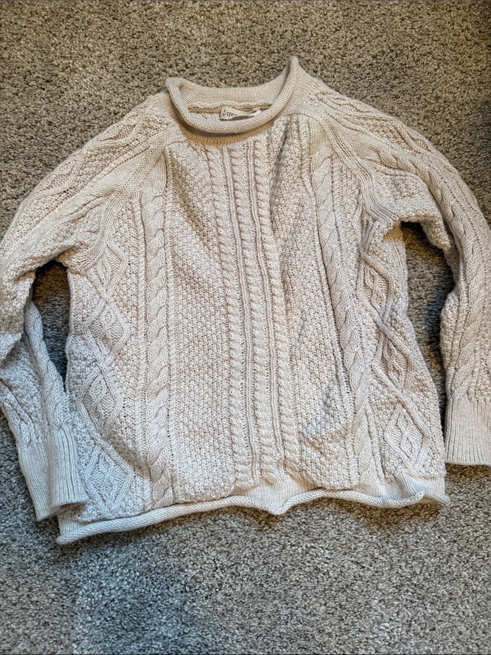 Crewcuts Ivory Cable Knit Crewneck Sweater